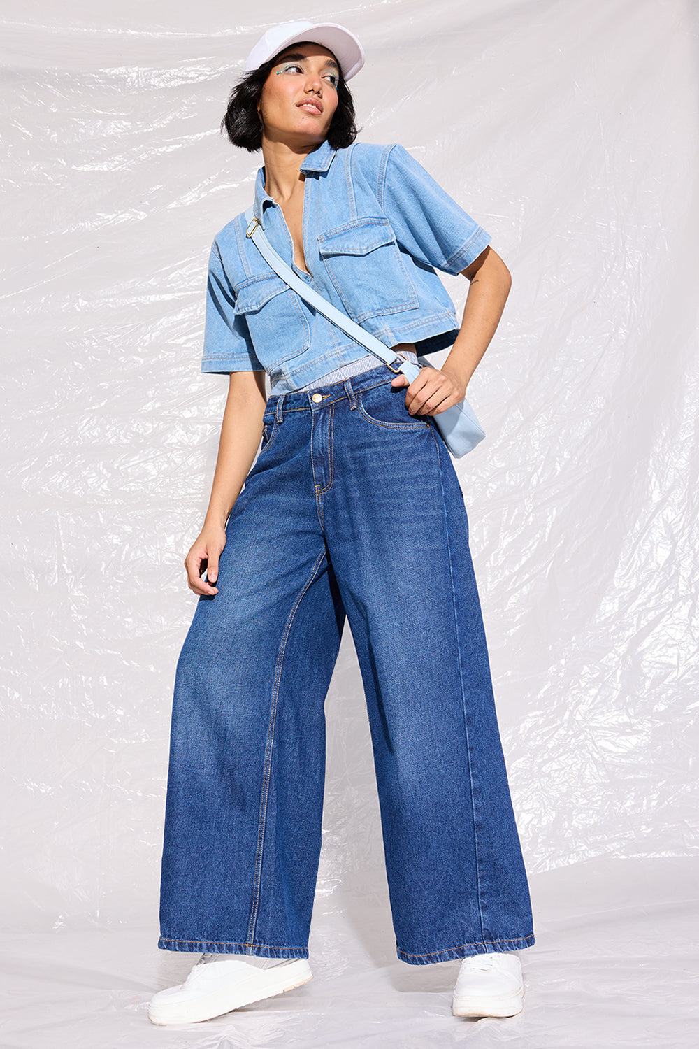 Front Pocket Denim Crop Top