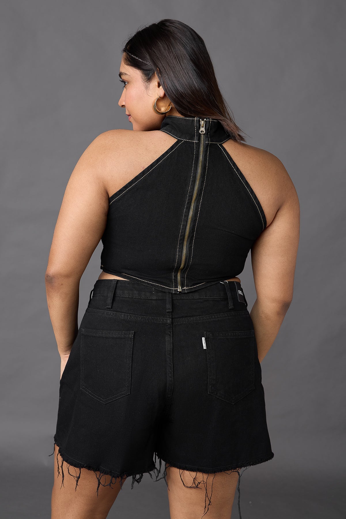Curve Gothic Black Chained Top
