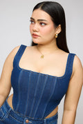 Curve Blue Denim Sculpt Bustier Corset Top