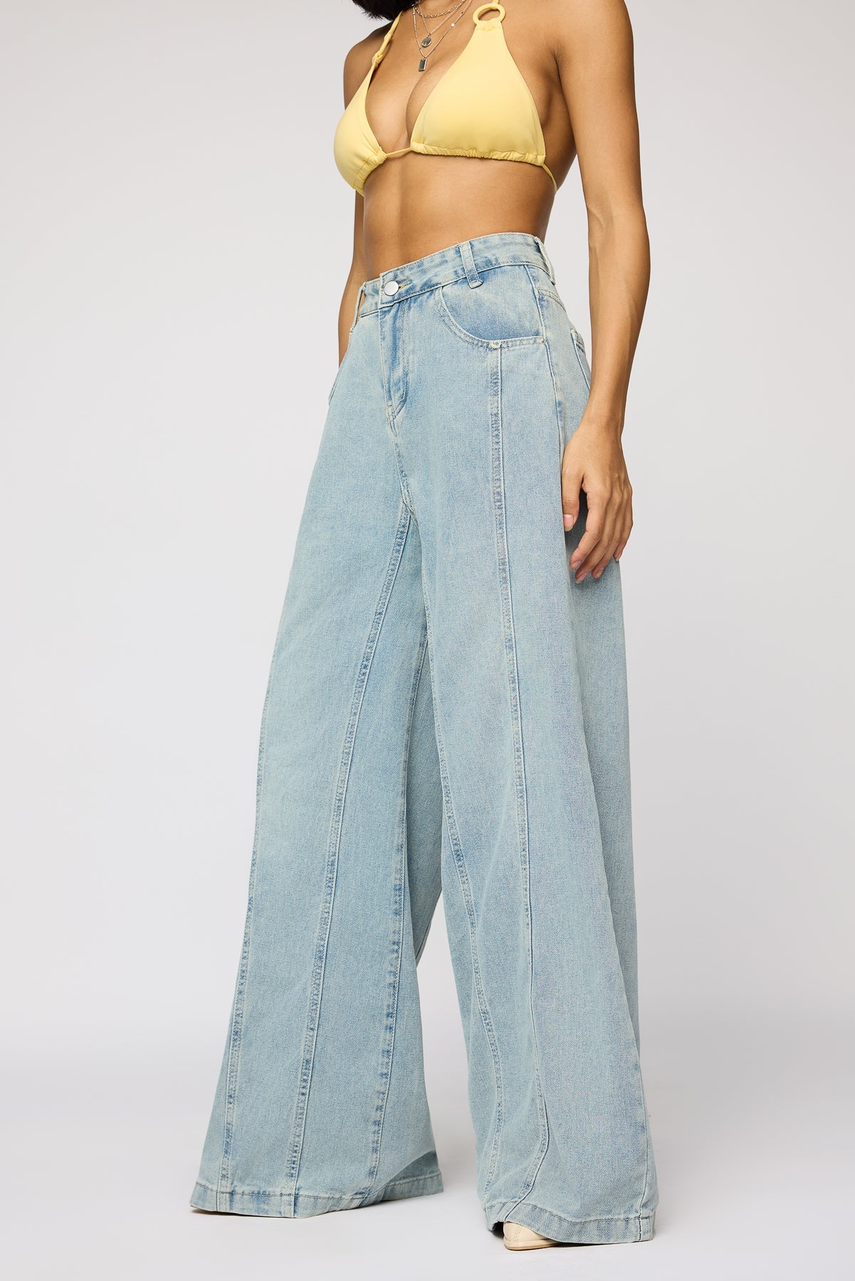 Dew Blue Women's Flared Korean Pants