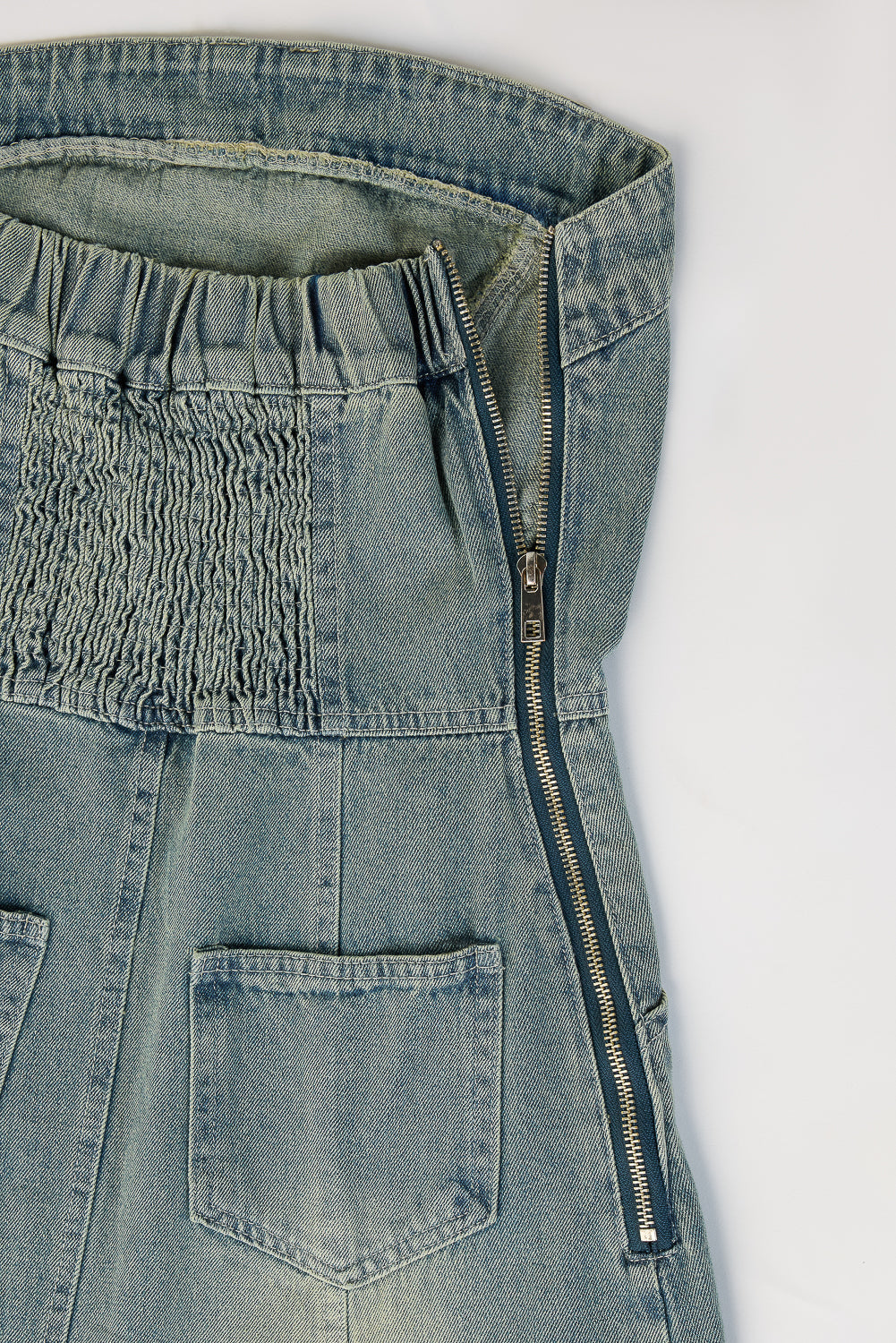 Steel Blue Panelled Denim Dress