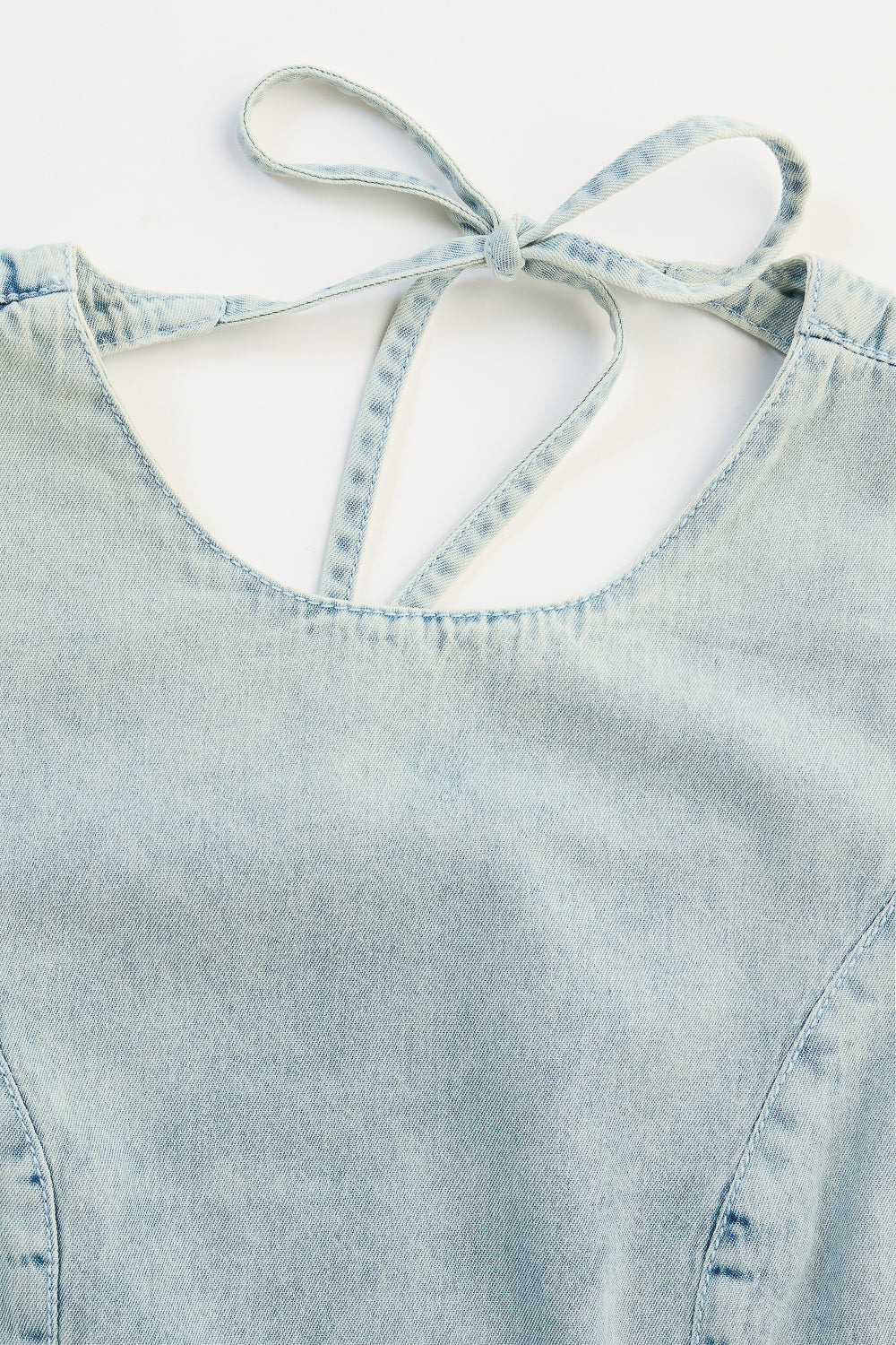 Retro Back Tie Up Denim Top