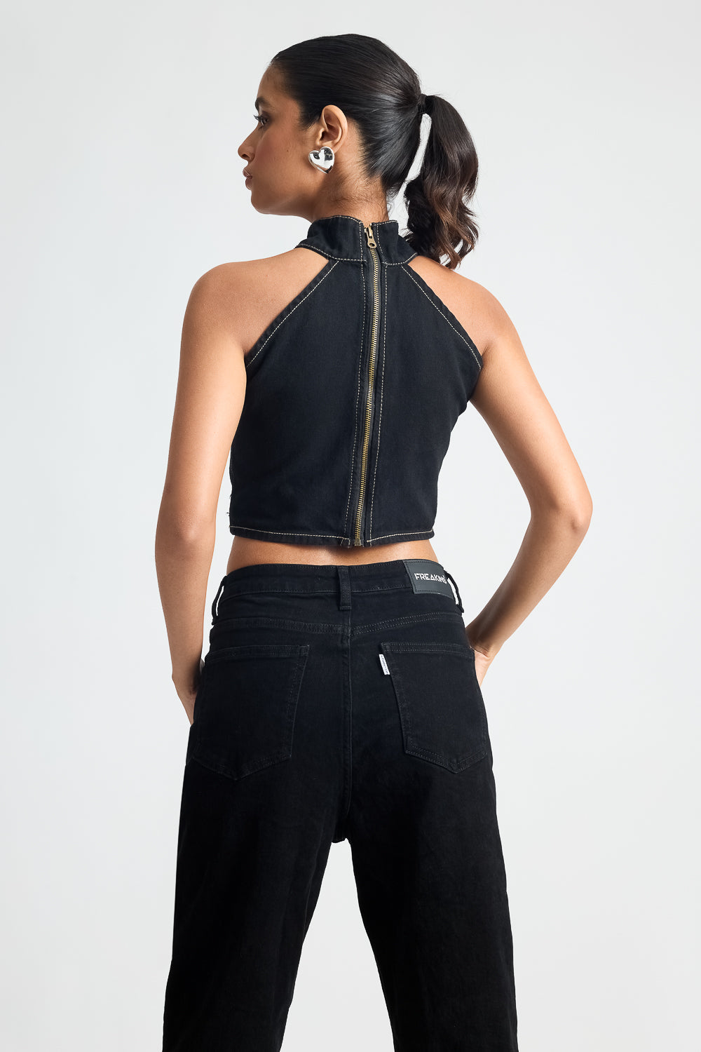 Gothic Black Chain Detailed Women's Top