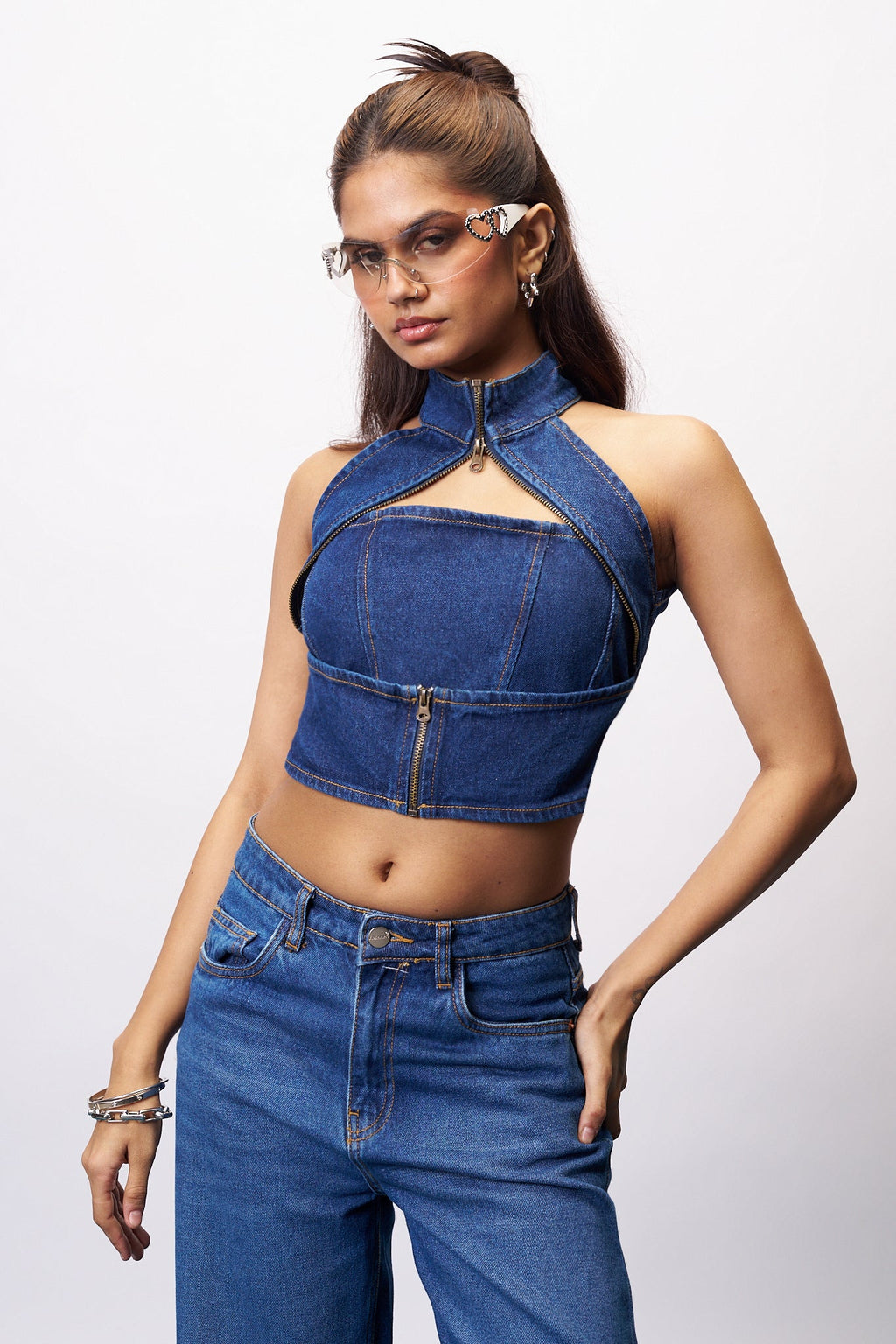 Indigo Enigma Gothic Chained Women's Denim Top