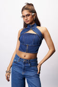 Indigo Enigma Gothic Chained Women's Denim Top