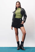 Iris Black Asymmetric Waistband Women's Denim Skort