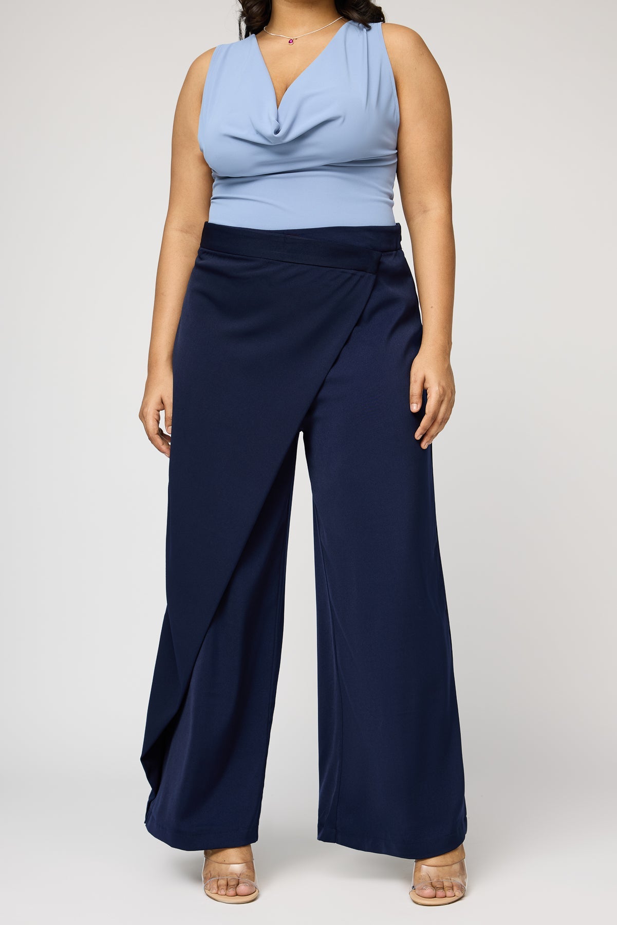 Curve Royal Navy Pareo Straight Pants