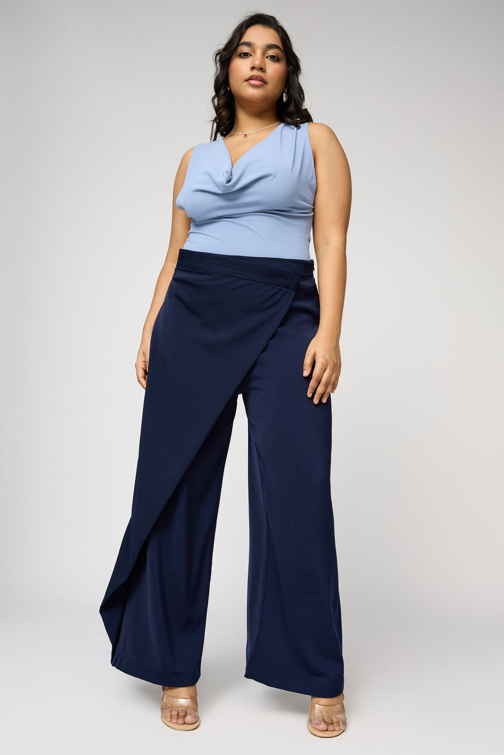 Curve Royal Navy Pareo Straight Pants