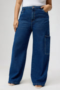 Curve Blue Pintuck Straight Cargo Pants