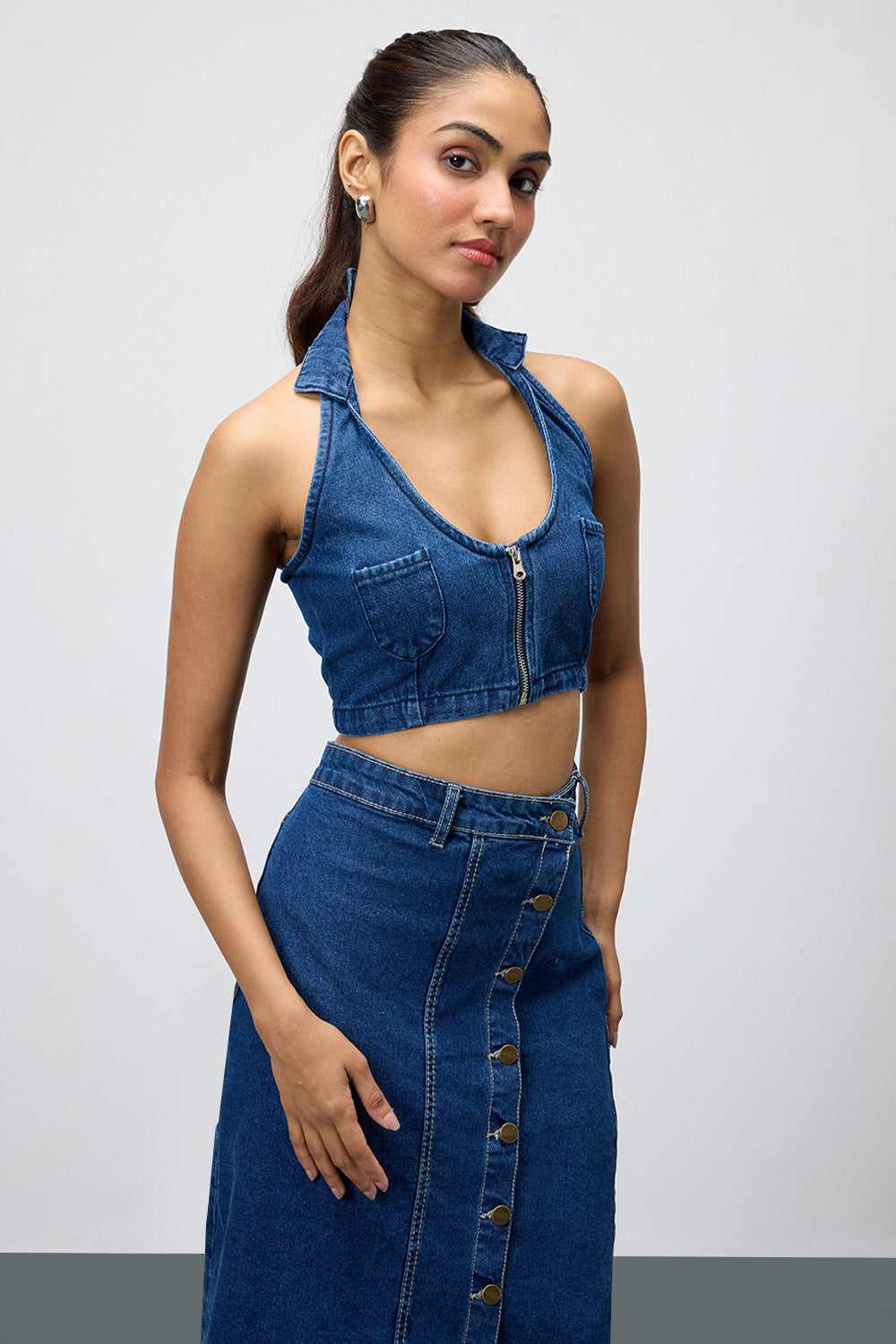 Blue Abyss Women's Denim Cropped Top