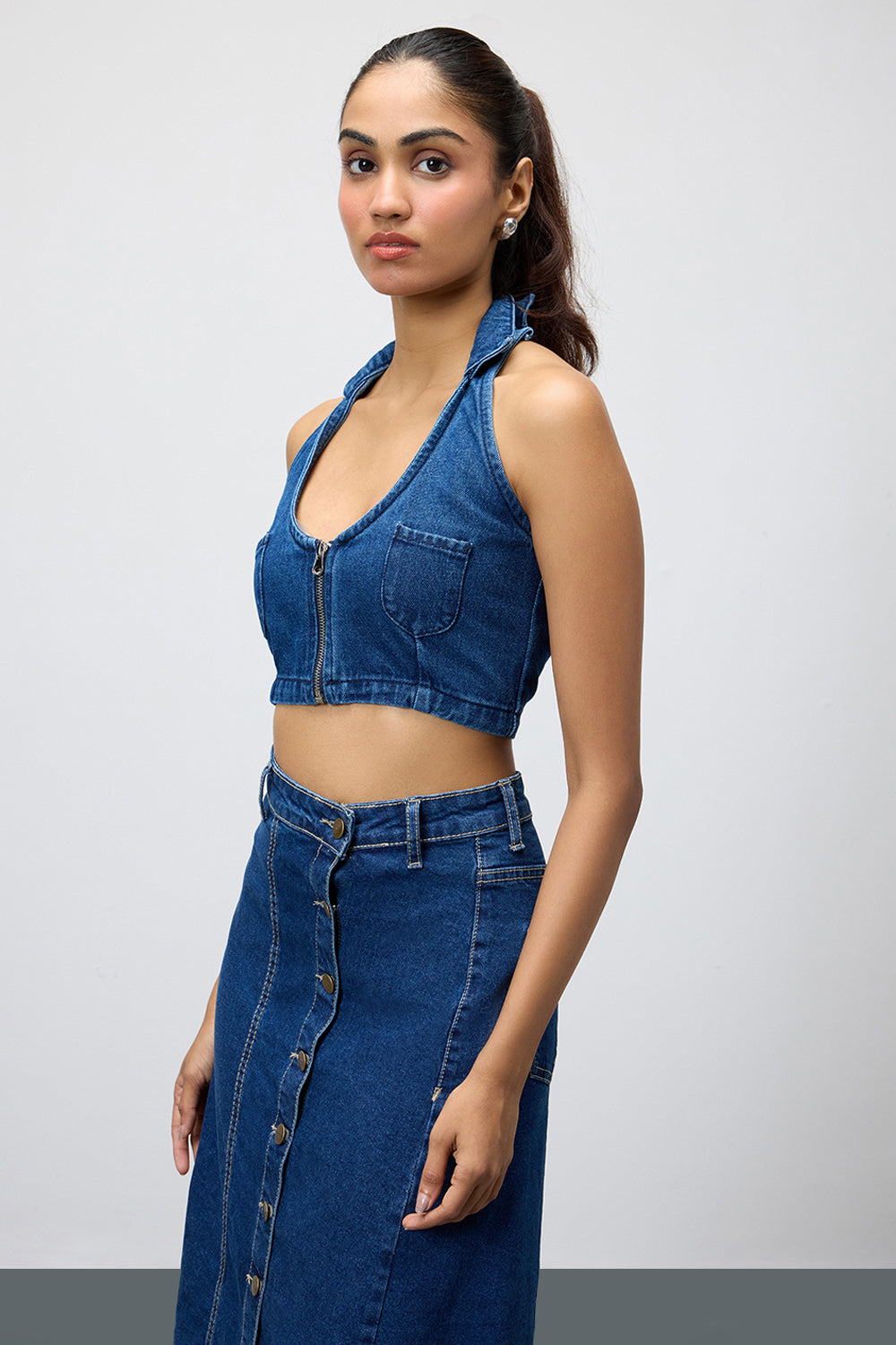 Blue Abyss Women's Denim Cropped Top