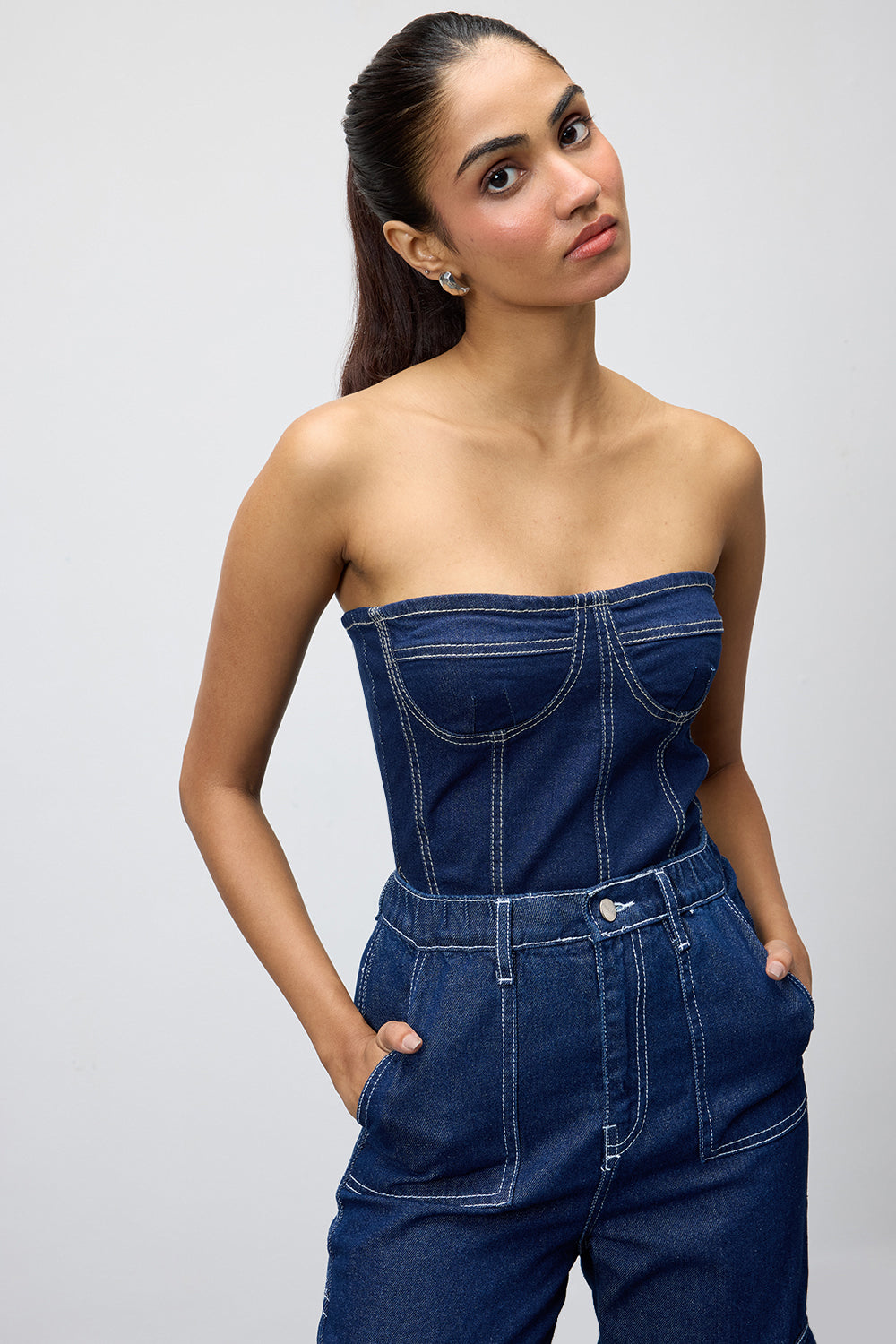 Indigo Blue Women's Bodysuit Tube Top