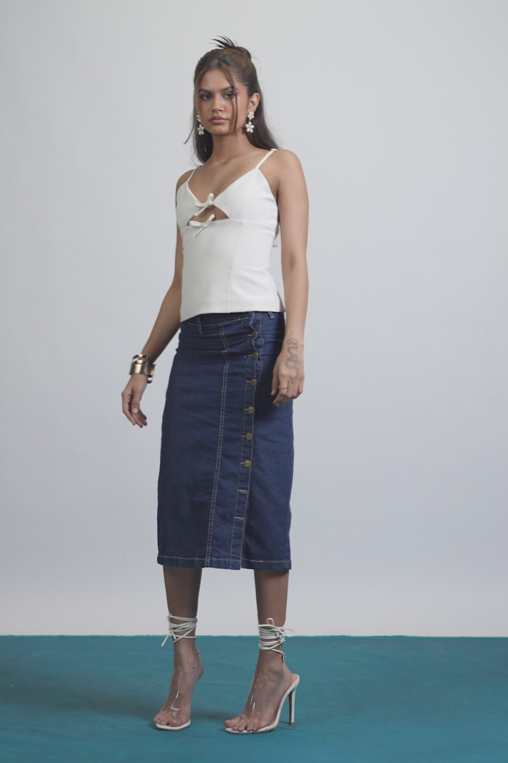 Modern Blue Women's Denim Bodycon Skirt