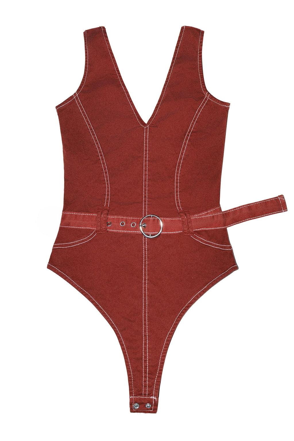Contrast Stitch Rustic Bodysuit
