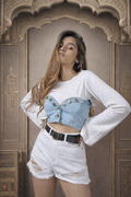 Stm Light Blue Denim Crop Top