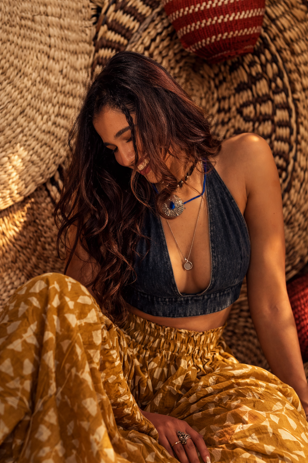 Charcoal Bralette Denim Top