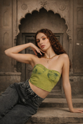 Neon Denim Bustier Top