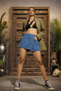 Blue Tie Up Women's Skort