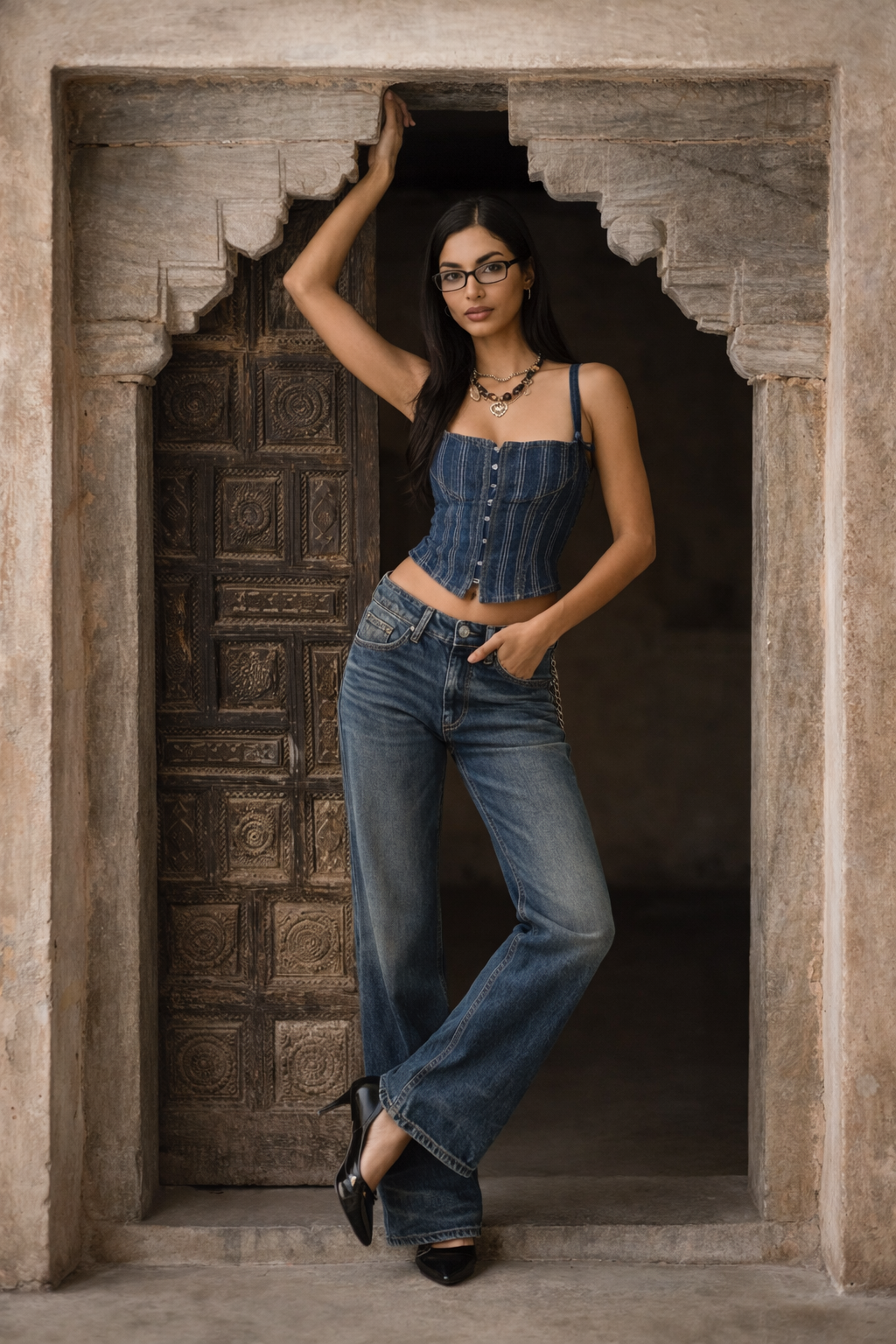 Dark Denim Bustier Top