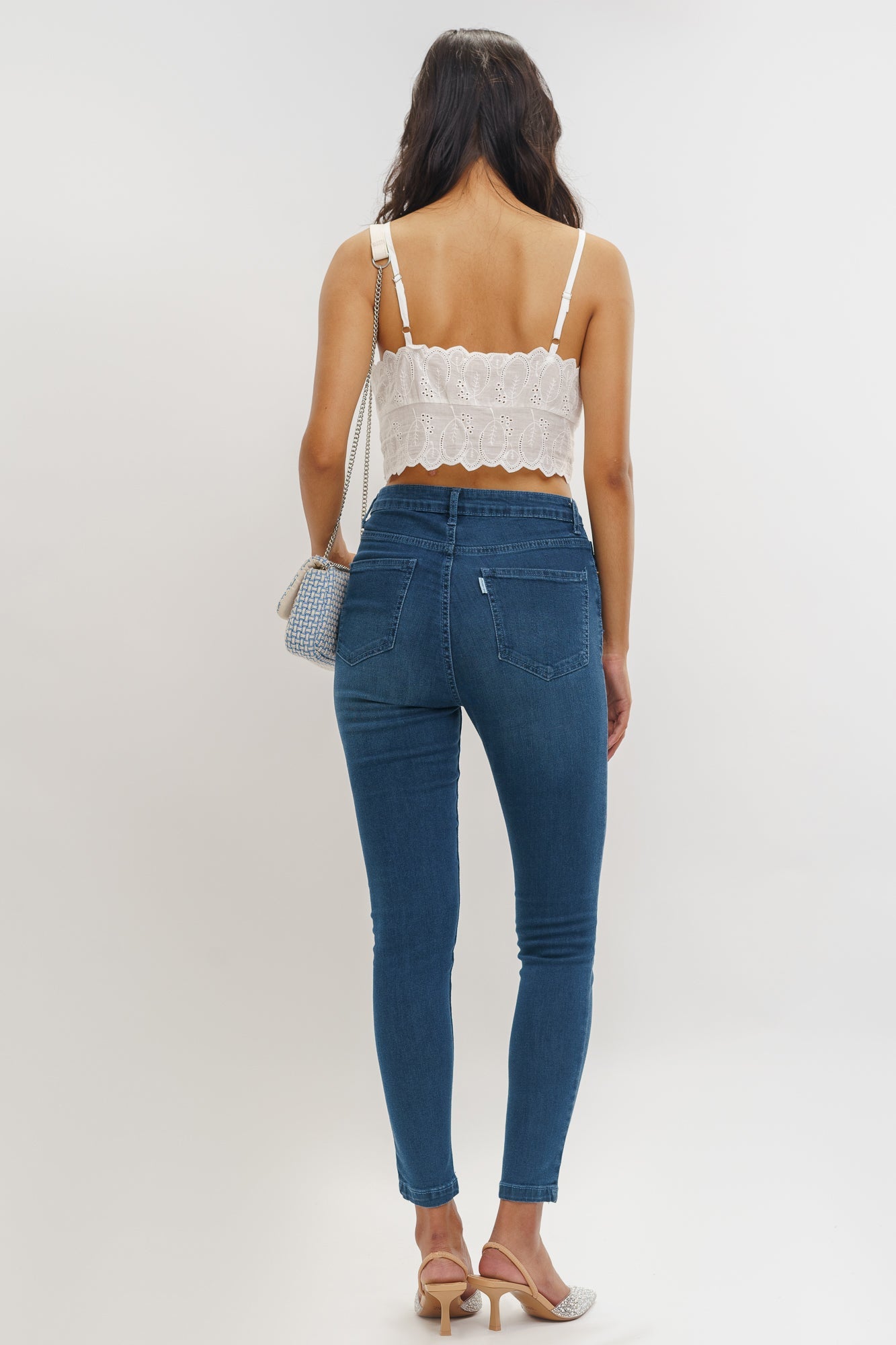 Dark Blue High Waist Women's Skinny Jeans