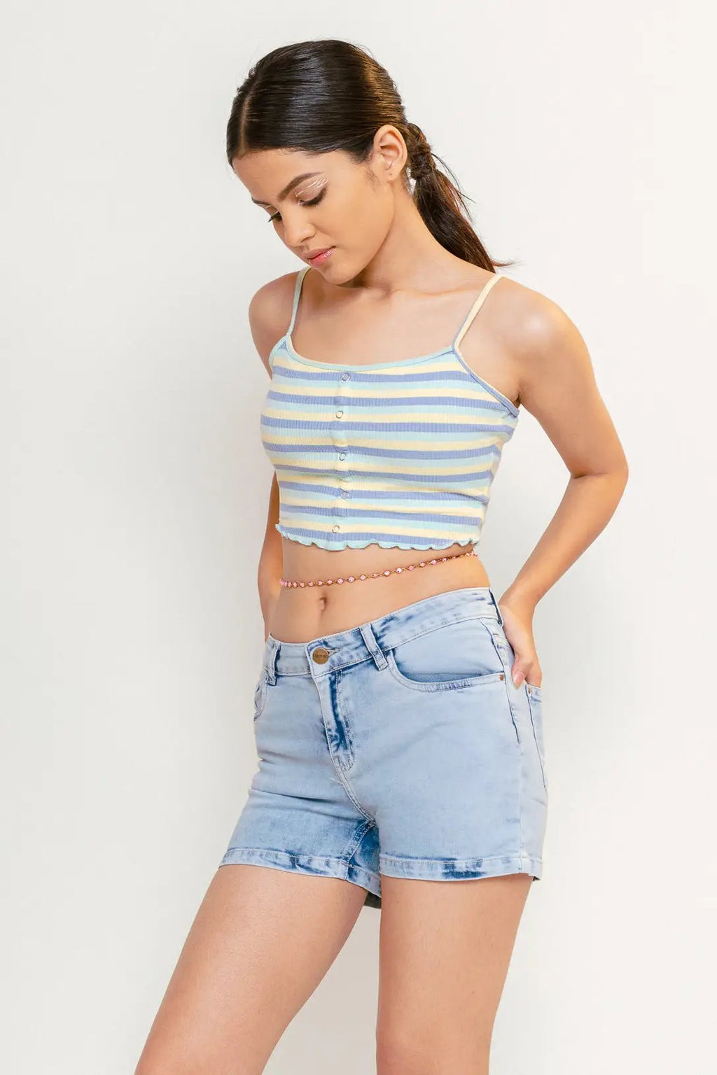 Light Blue Basic Denim Shorts