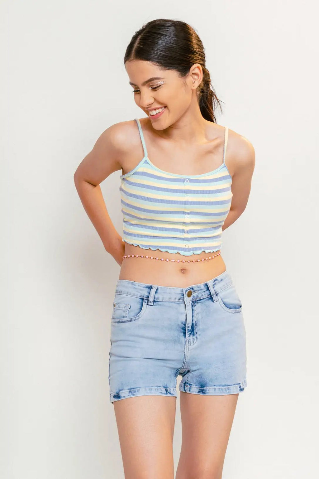 Light Blue Basic Denim Shorts