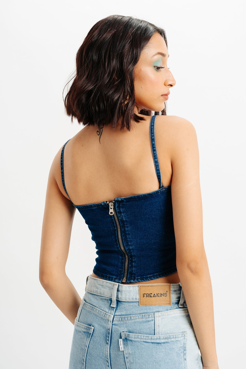 Side Cut Indigo Denim Top