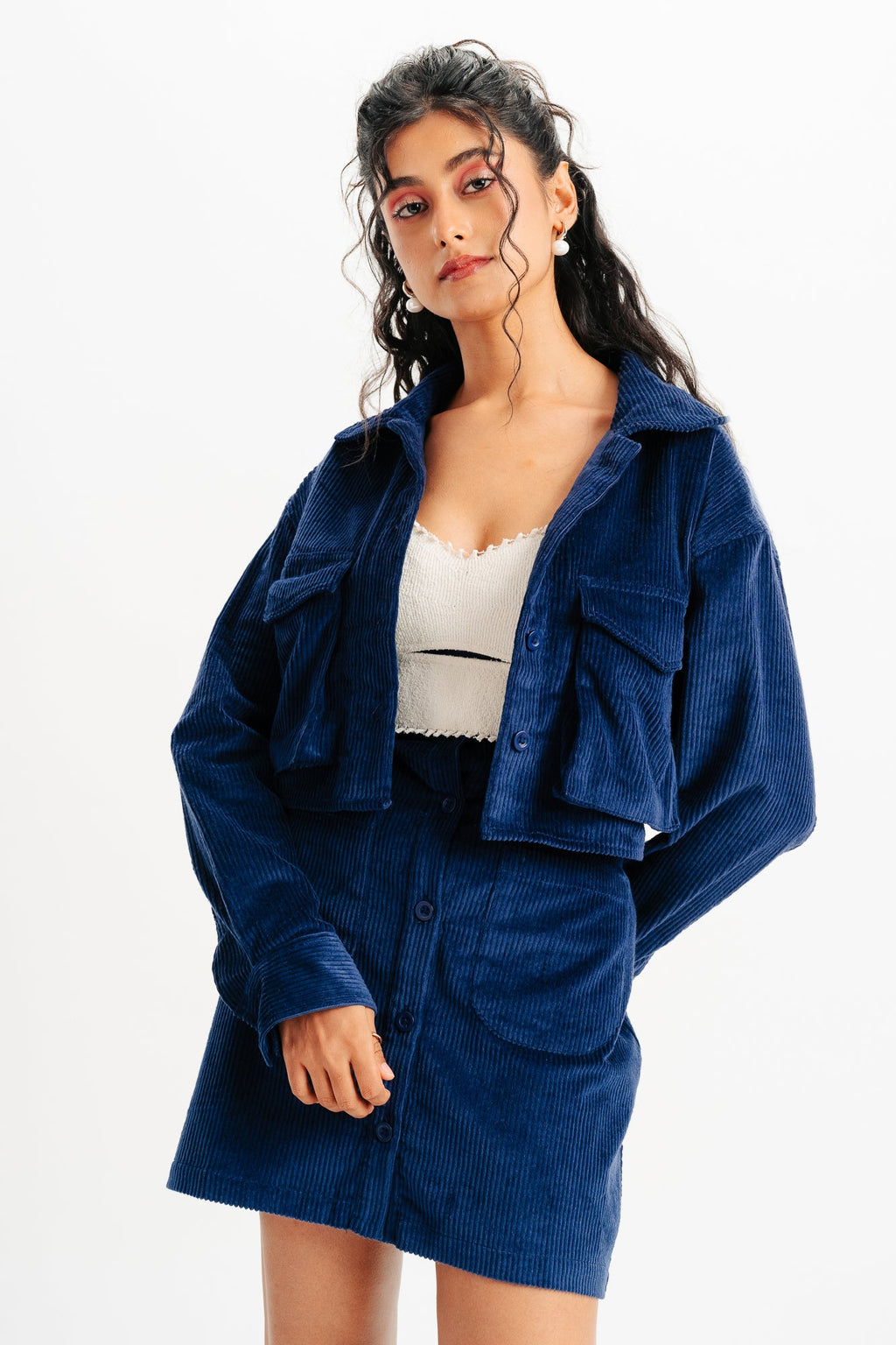 Blue Corduroy Skirt