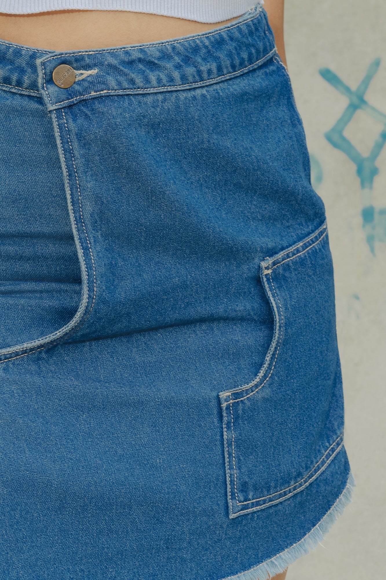 Denim One Side Wrap Around Skirt