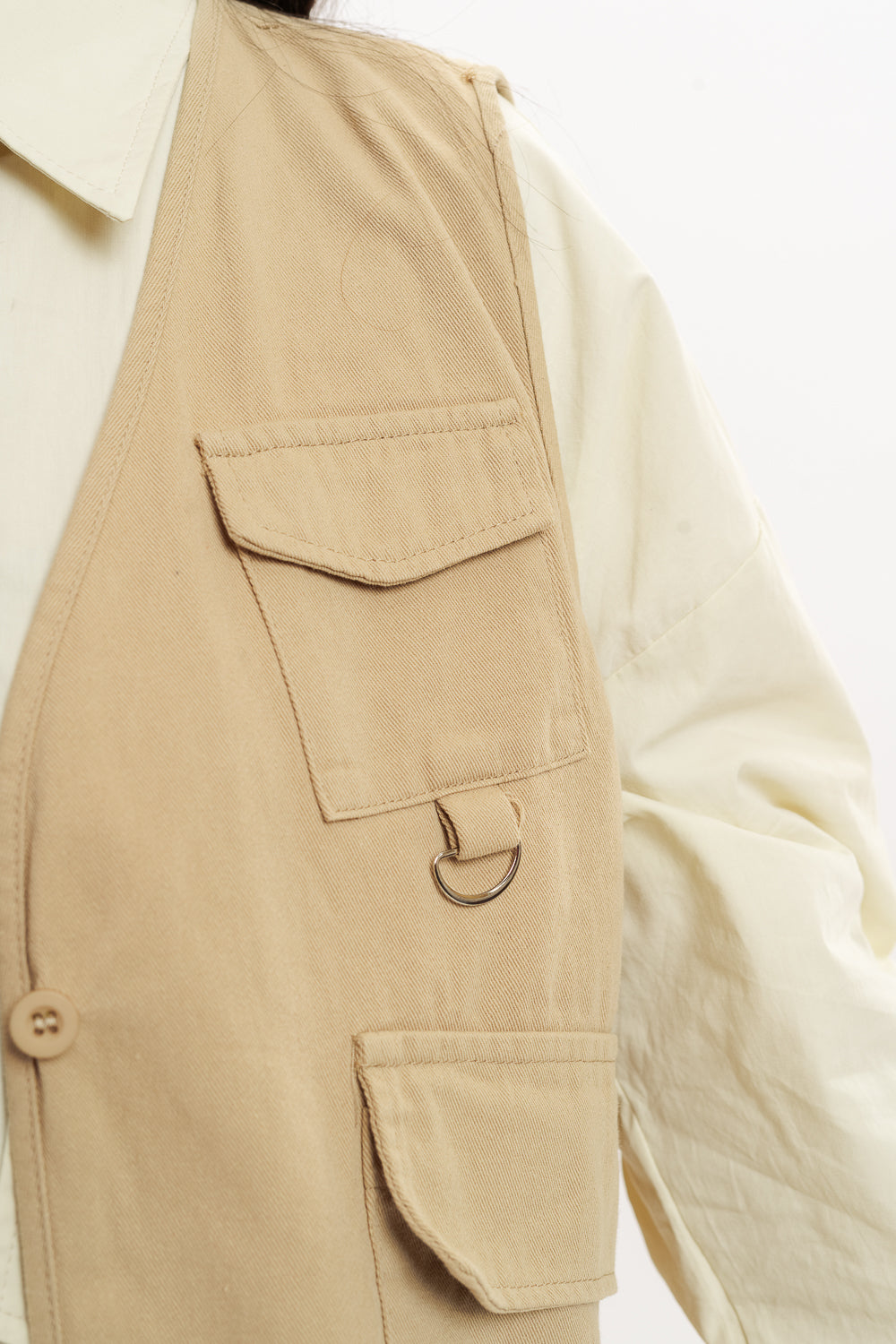 Brown Vested Shirt With Tie