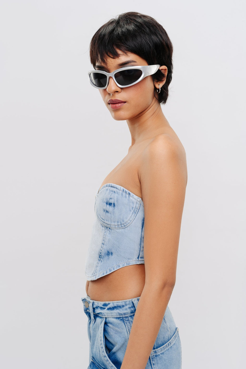 Light Blue Denim Bustier Top