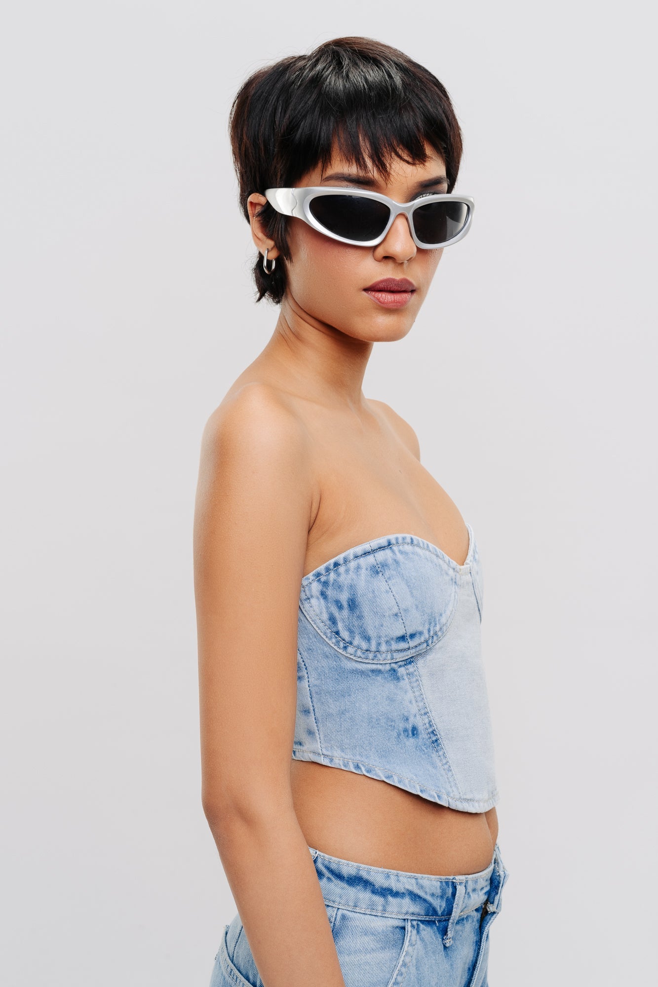 Light Blue Denim Bustier Top