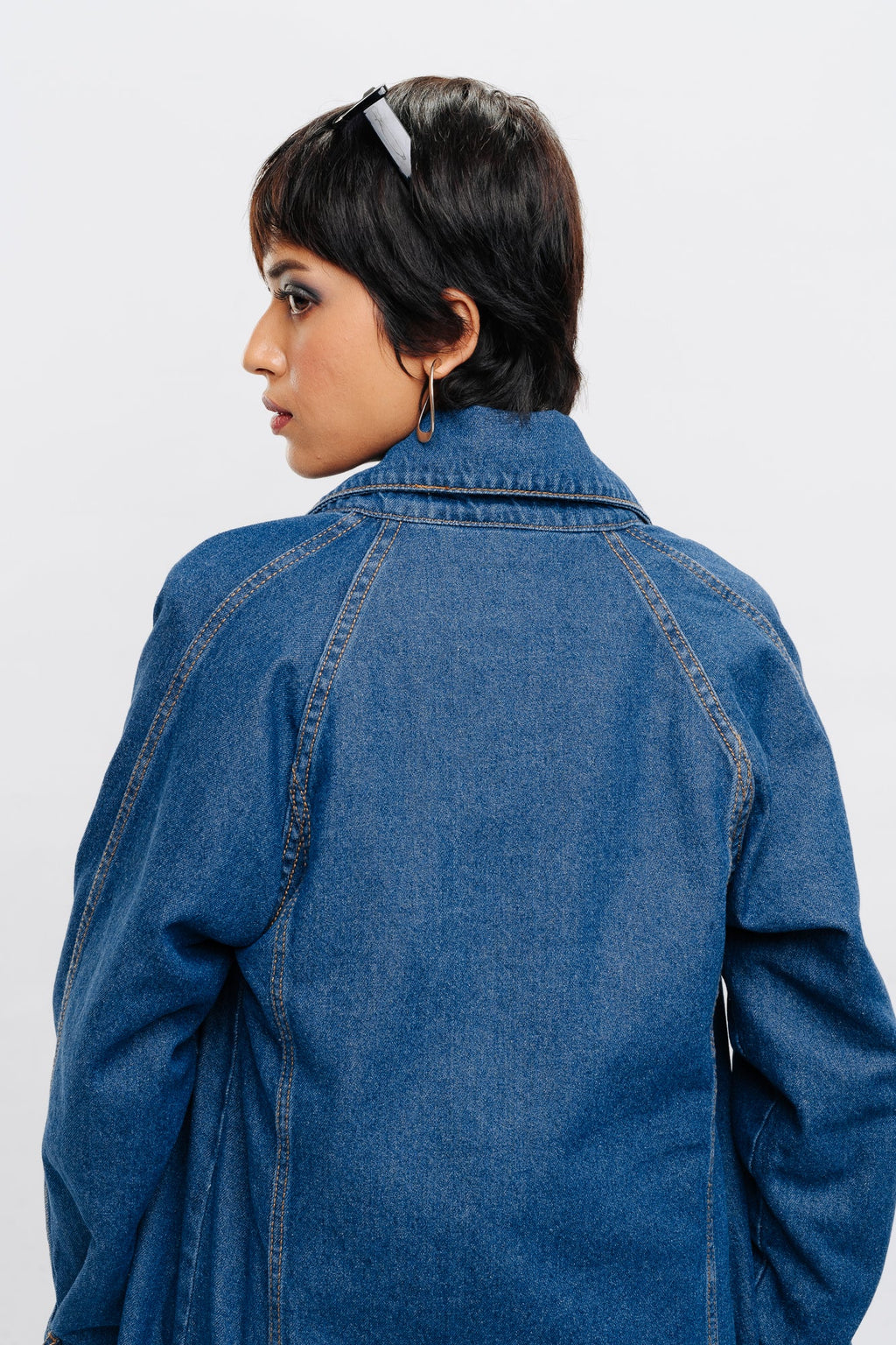 Blue Women's Denim Trench coat