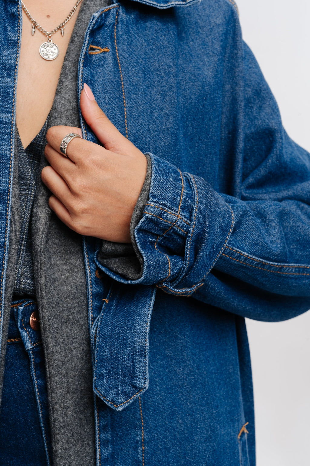 Blue Women's Denim Trench coat
