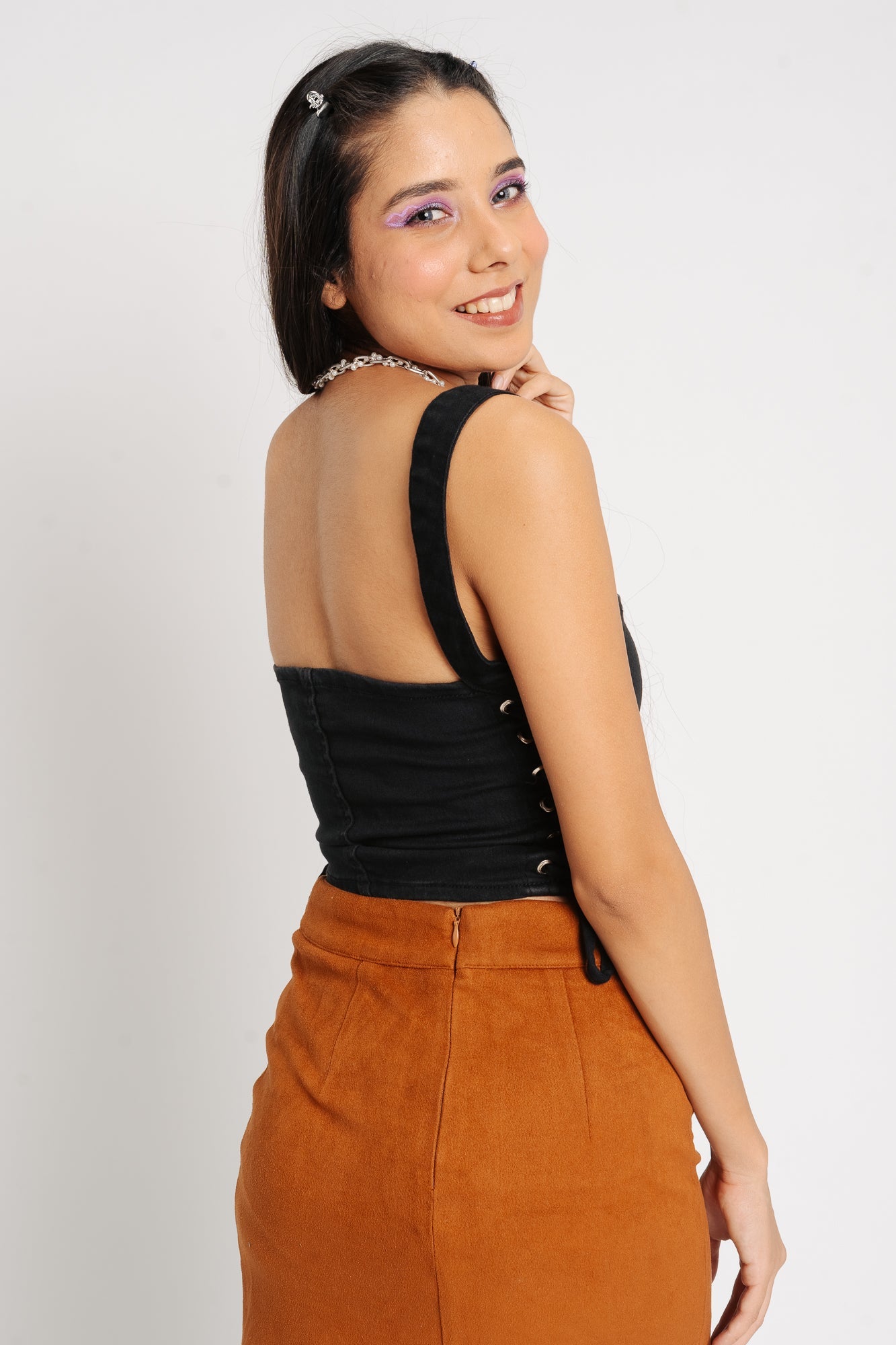 Chugli Sesh Denim Black Top