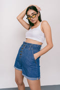 Denim Paperbag Bermuda Shorts