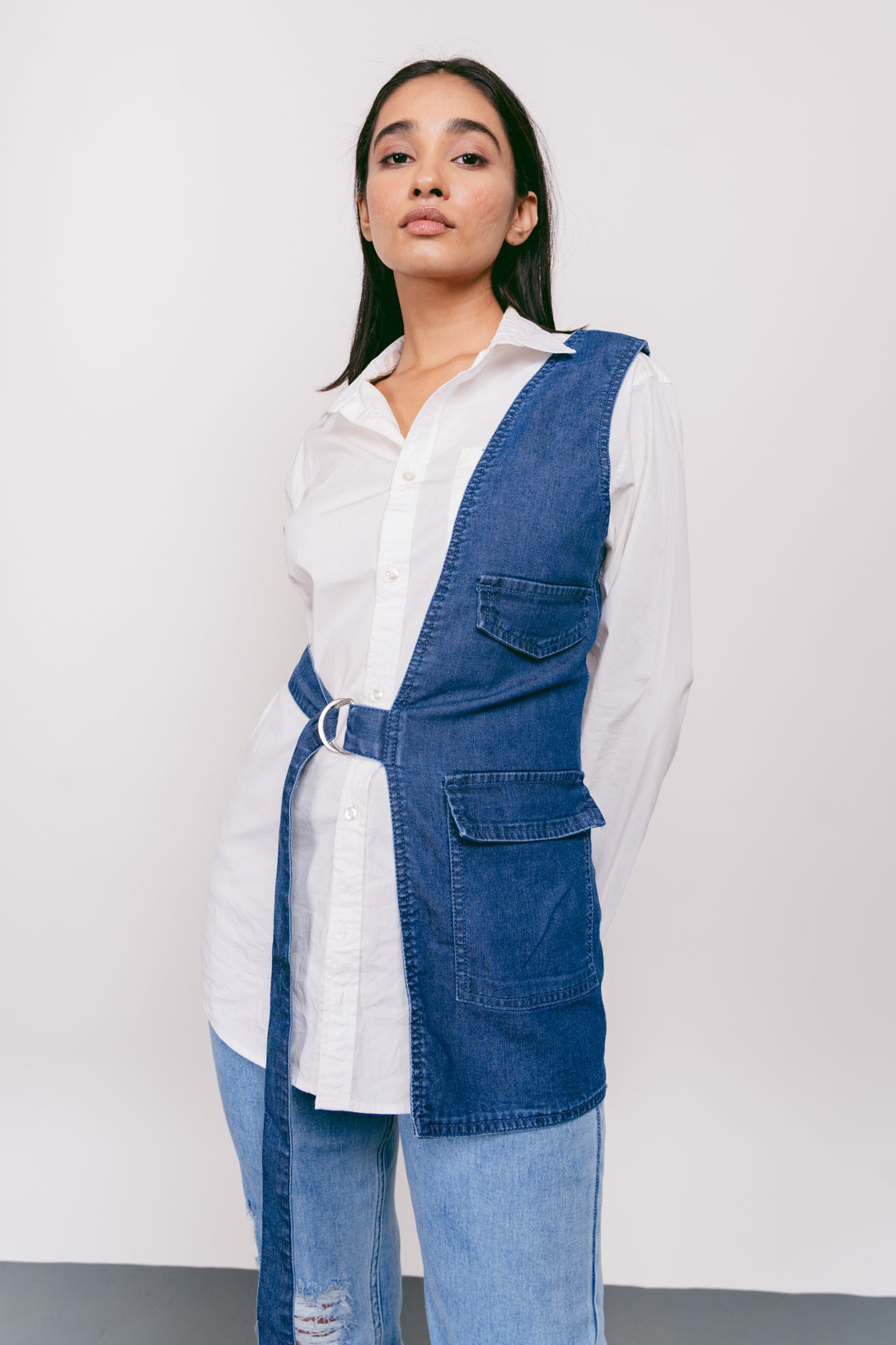 One Sided Denim Vest