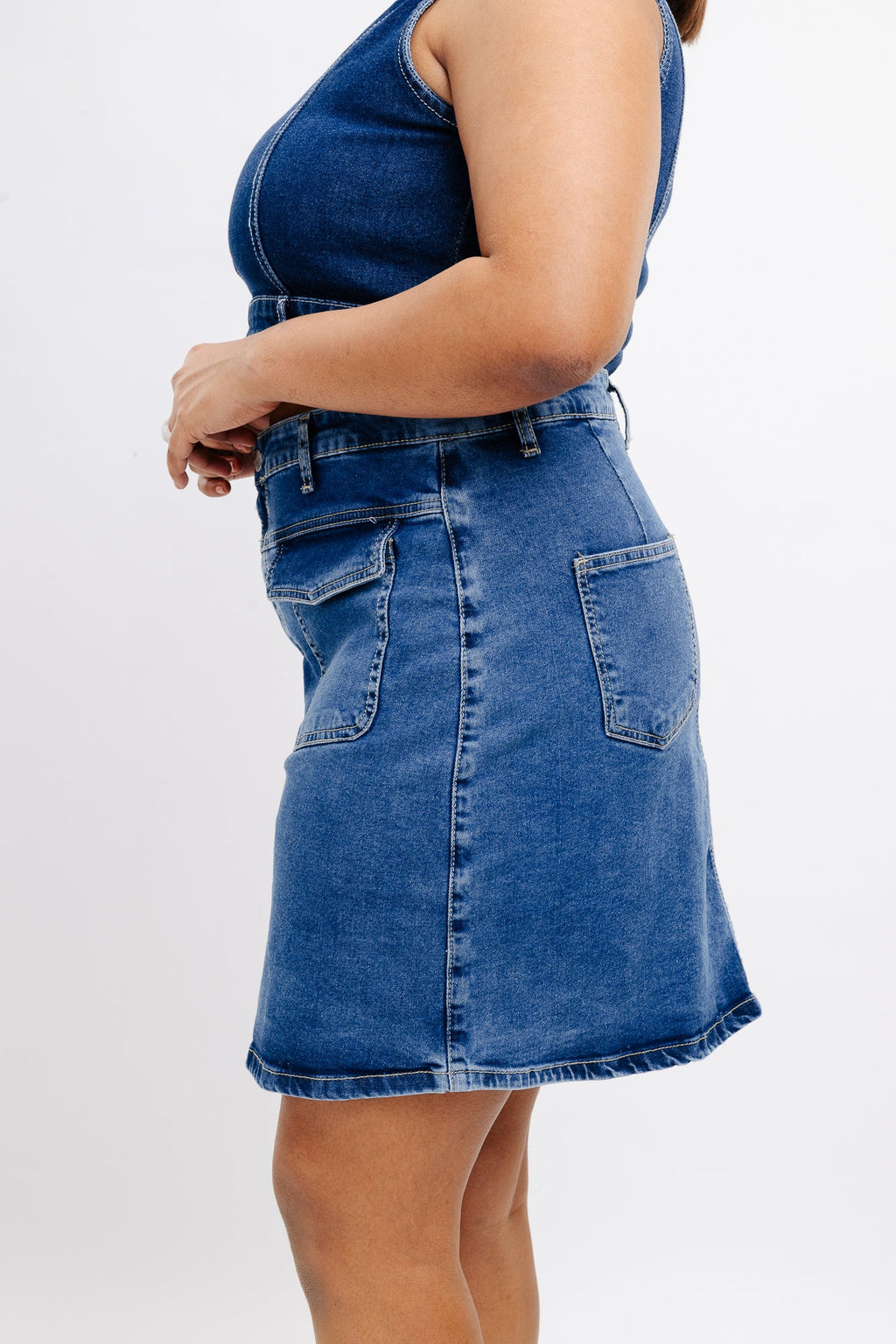 Denim Front Pocket Short Skirt