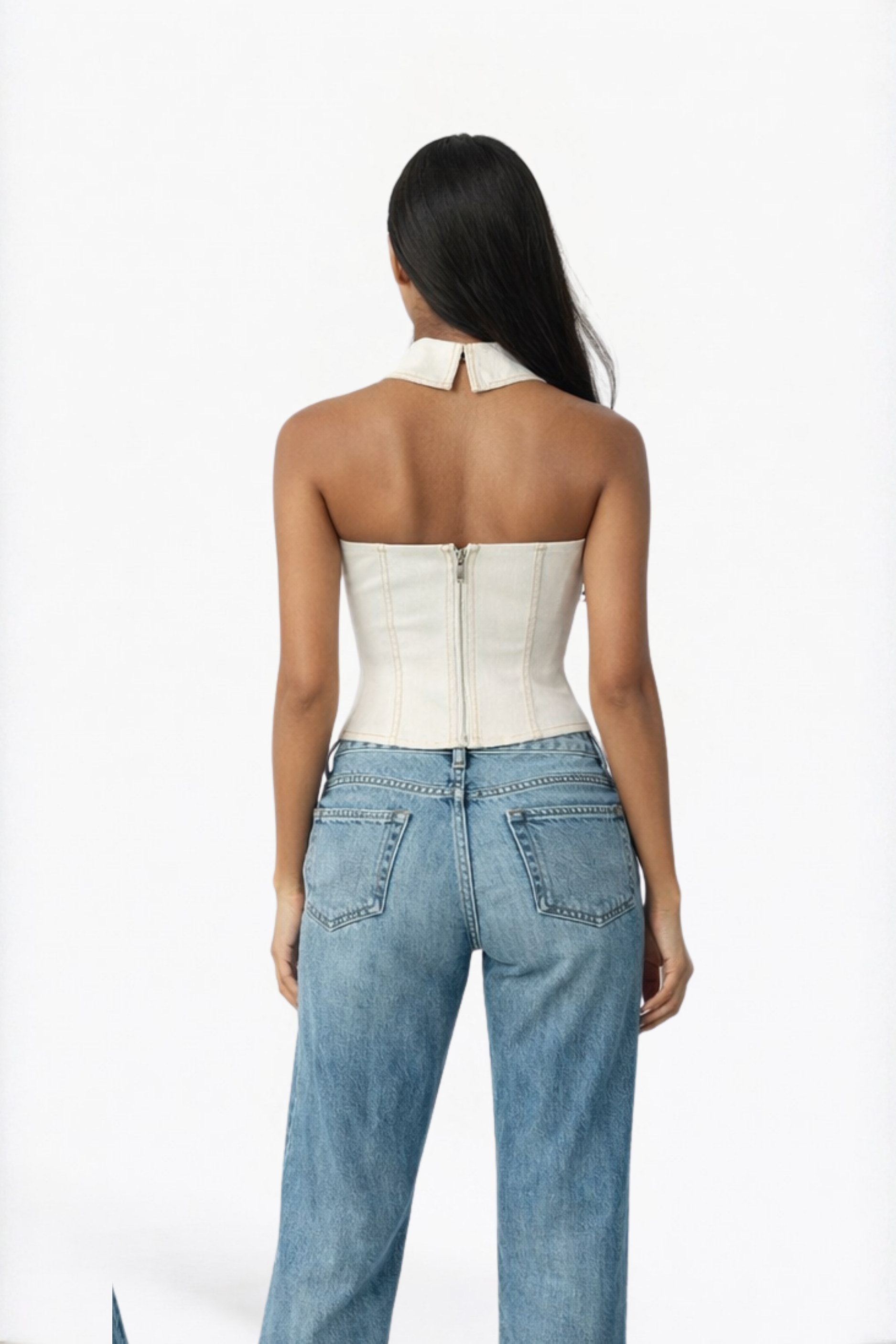 White Corset Sleeveless Top