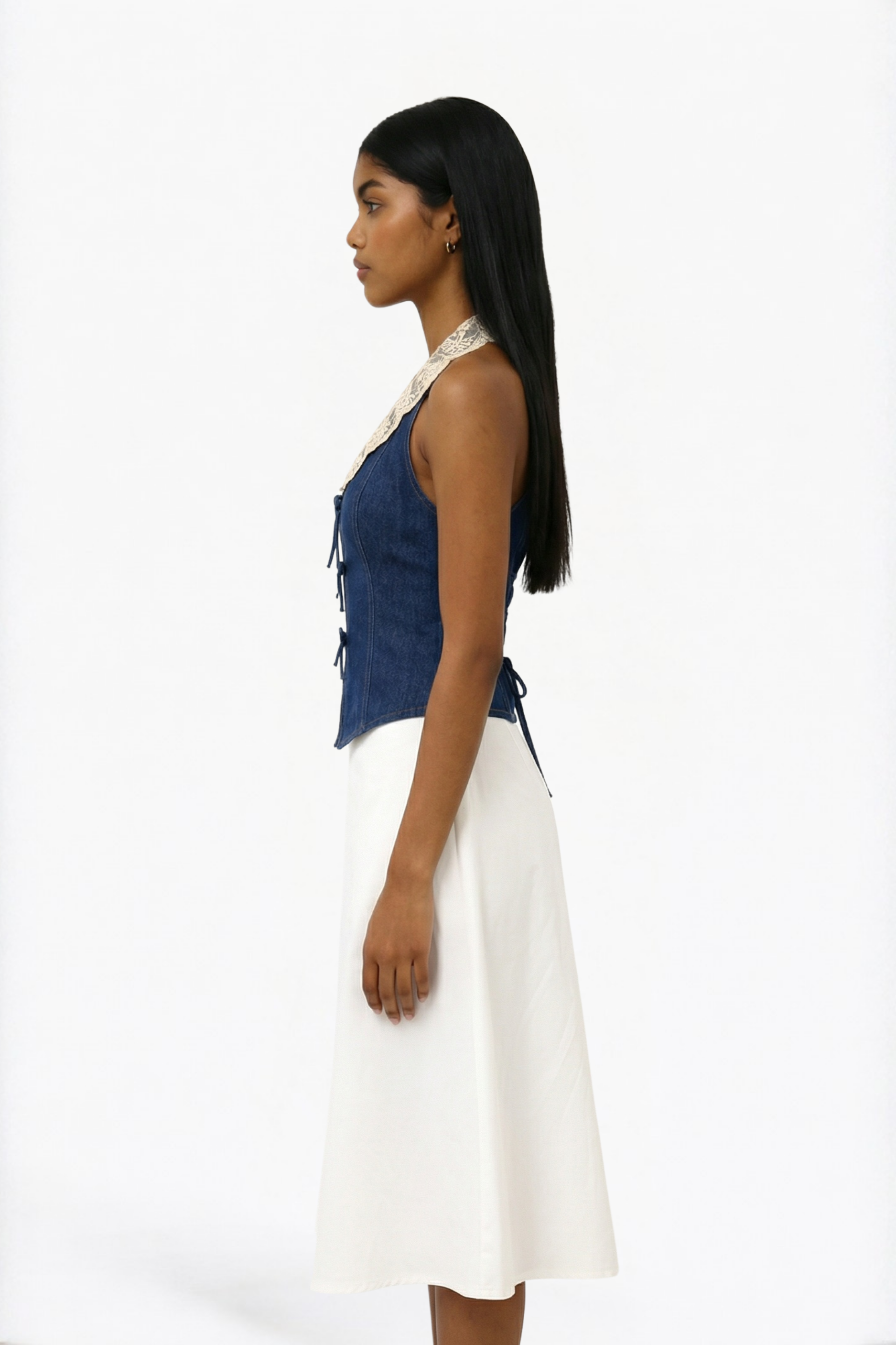 Blue Denim Tie-Up Vest Top
