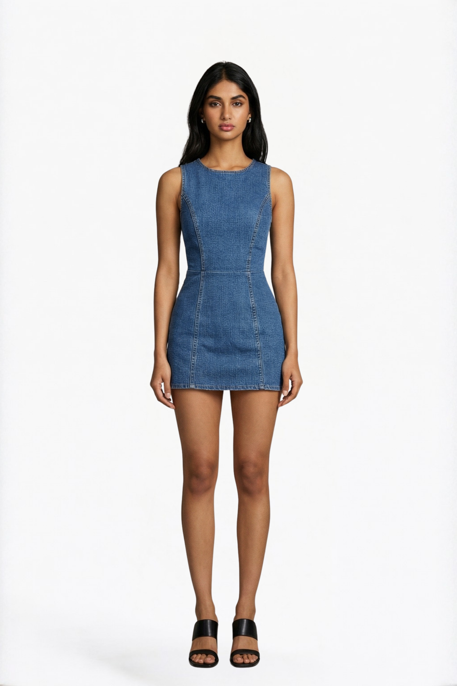 Blue Sleeveless Denim Mini Dress