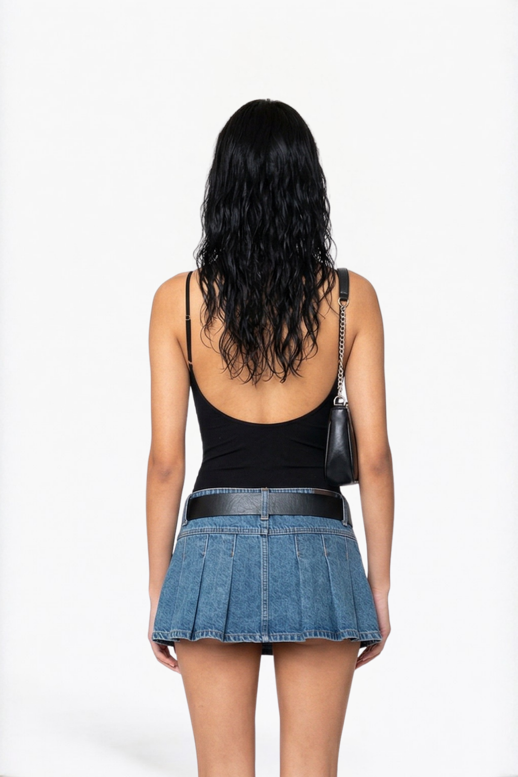 Black Crystal-Embellished Mesh Bodysuit
