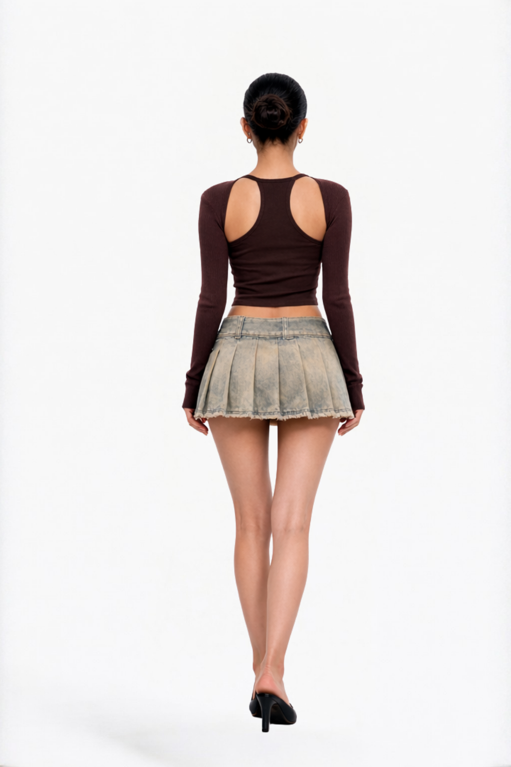 Vintage Washed Pleated Mini Skirt