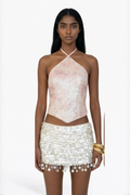 Blush Sequin Halter Neck Top