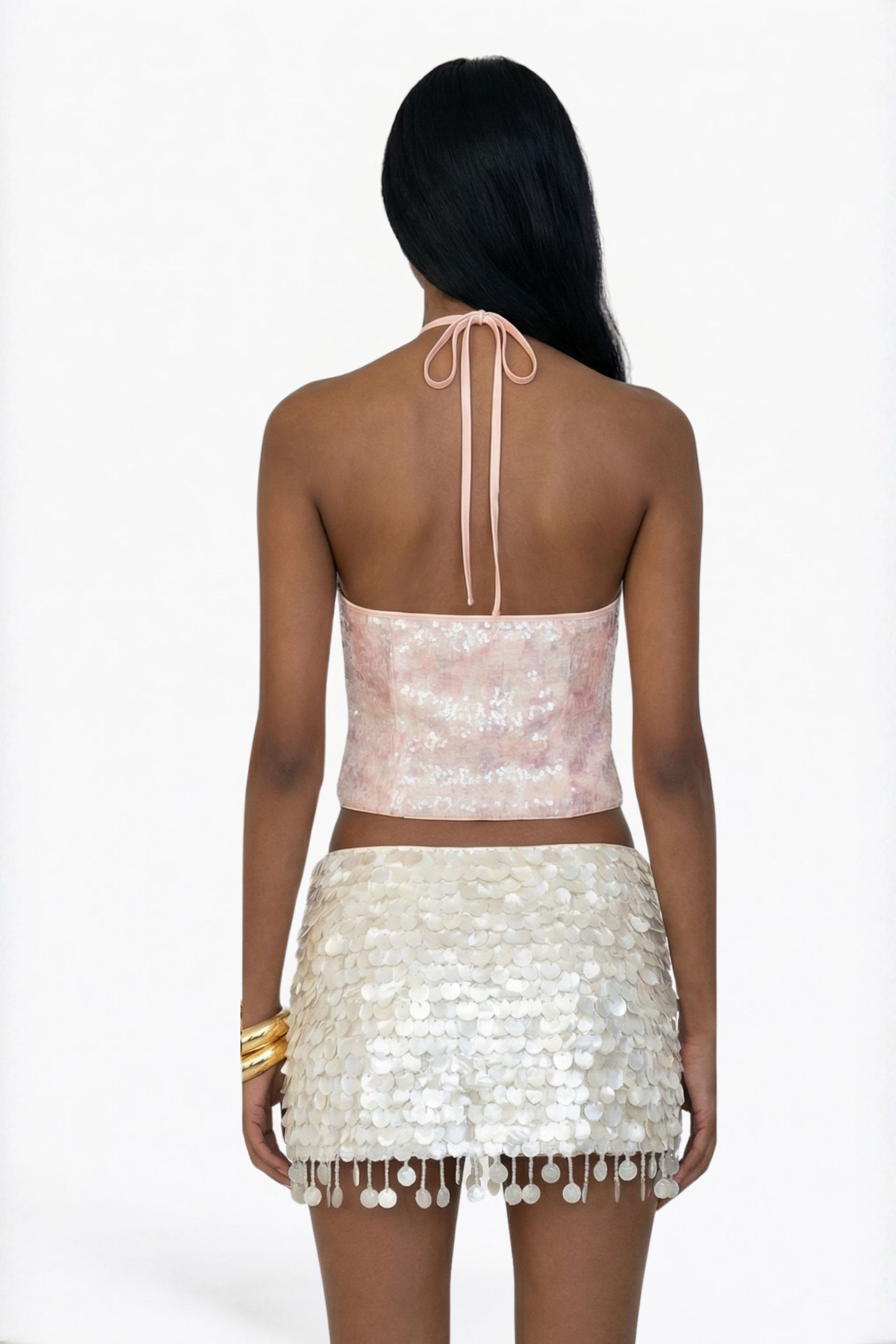 Blush Sequin Halter Neck Top