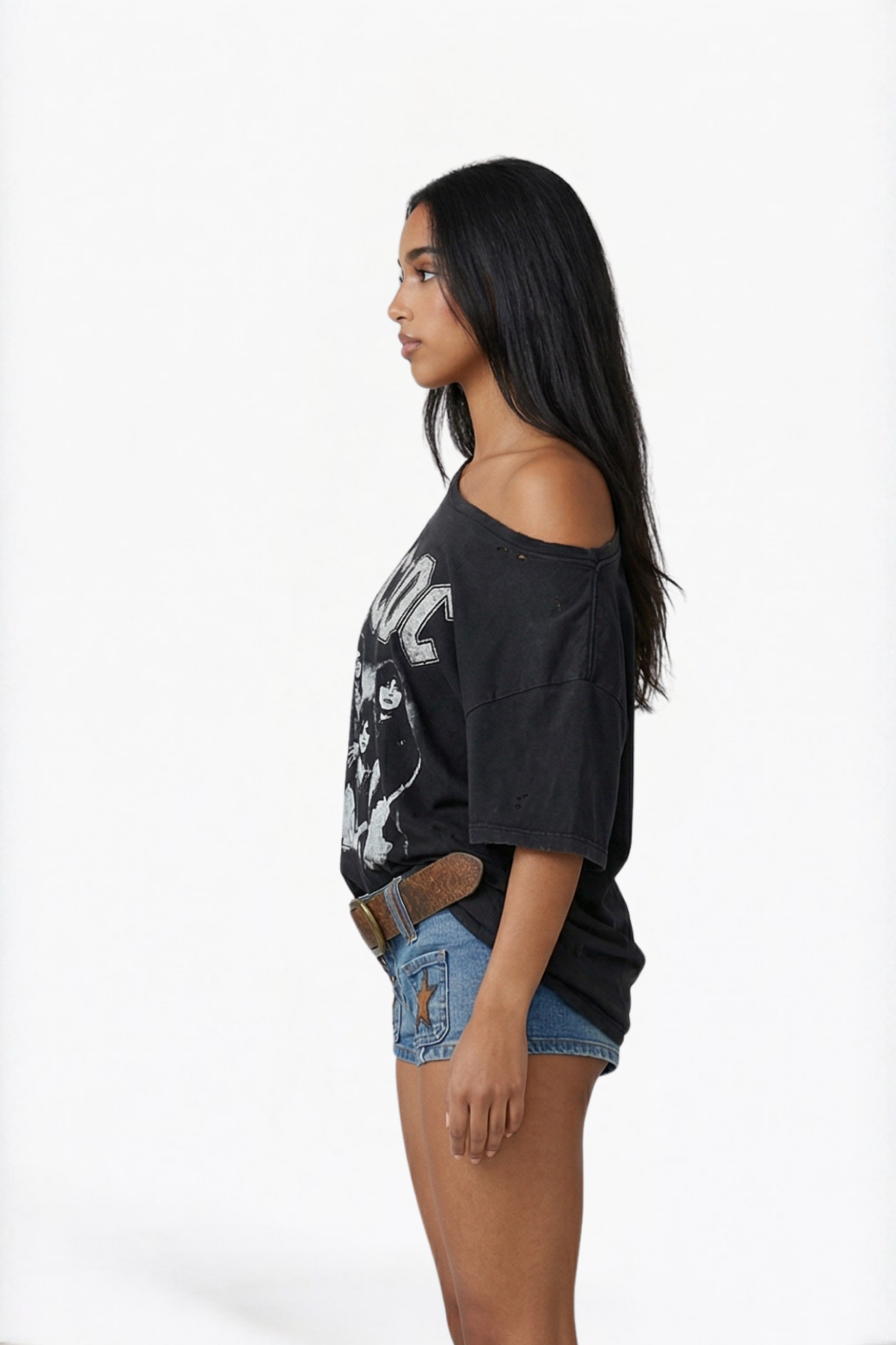 Blue Washed Star Patch Denim Mini Shorts