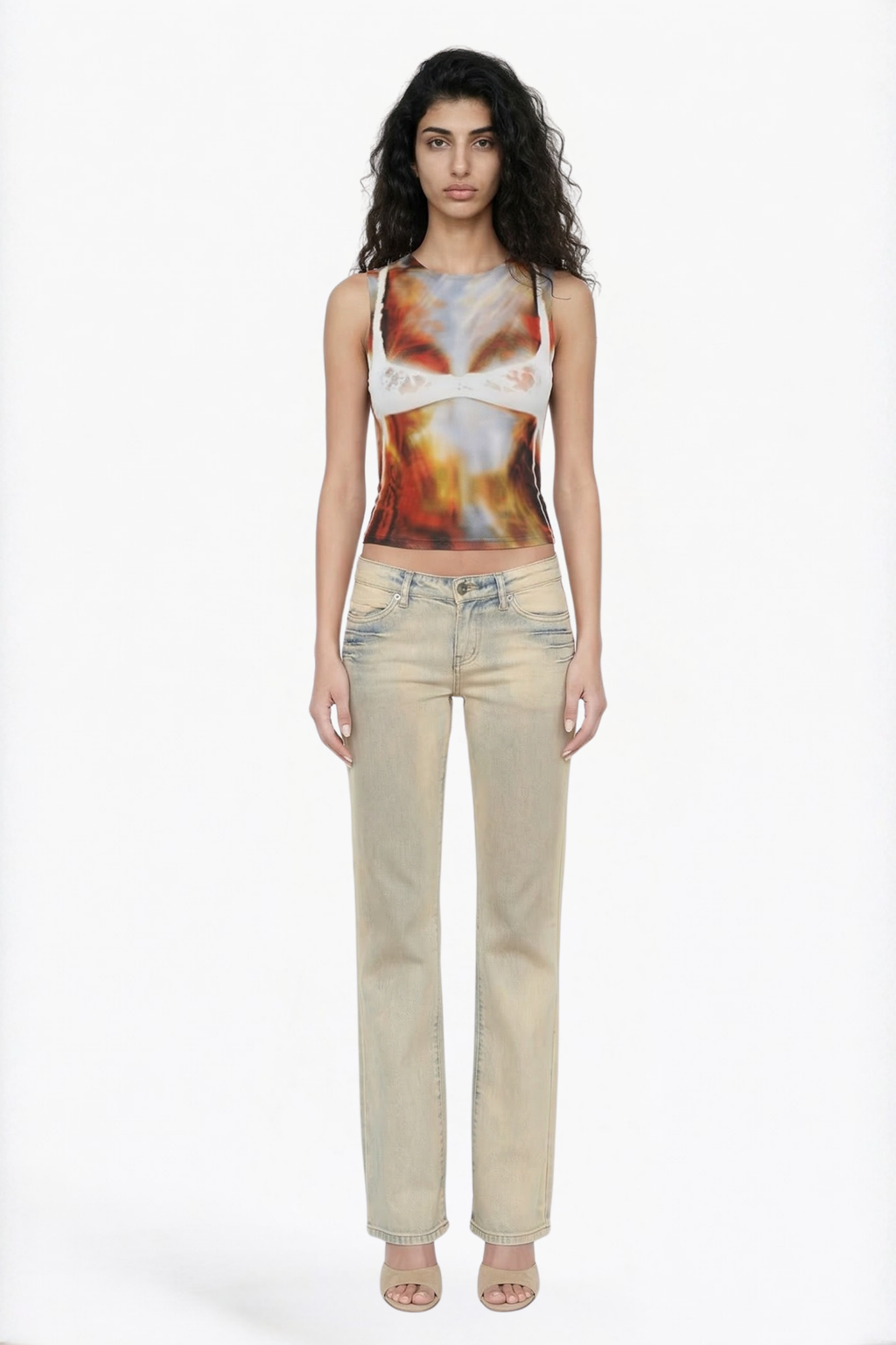 Multicolor Abstract Print Graphic Tank Top