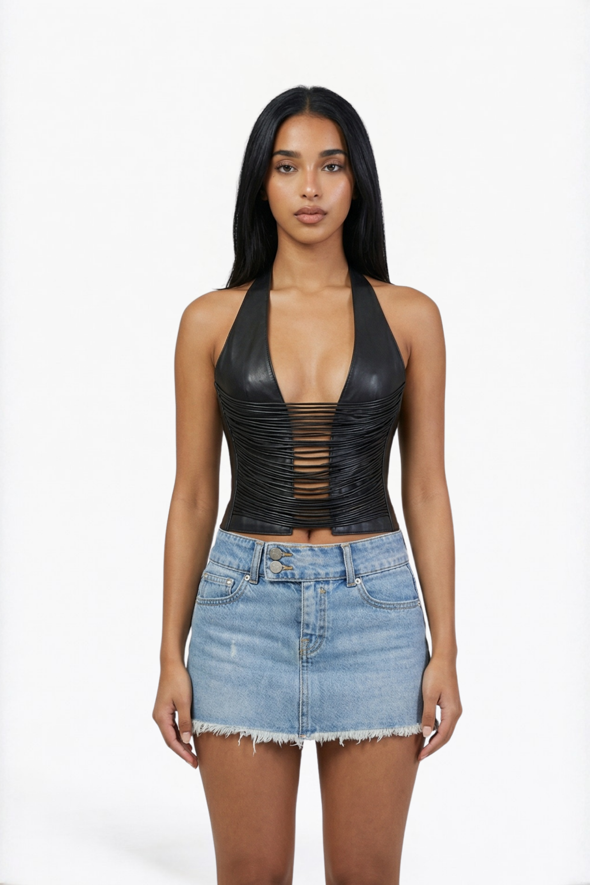 Light Wash Denim Mini Skirt
