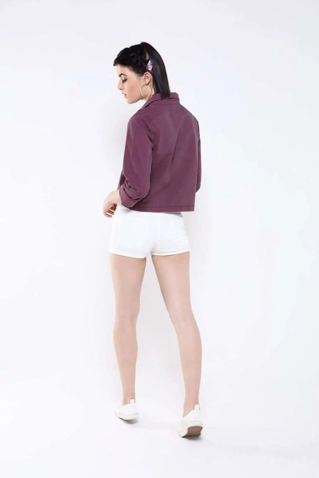 Wine Denim Crop Top