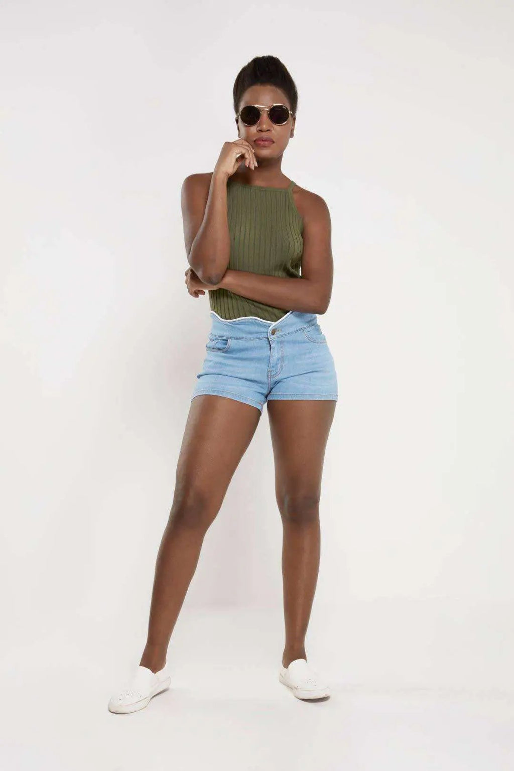 Light Blue Mid-Rise Denim Hot Shorts